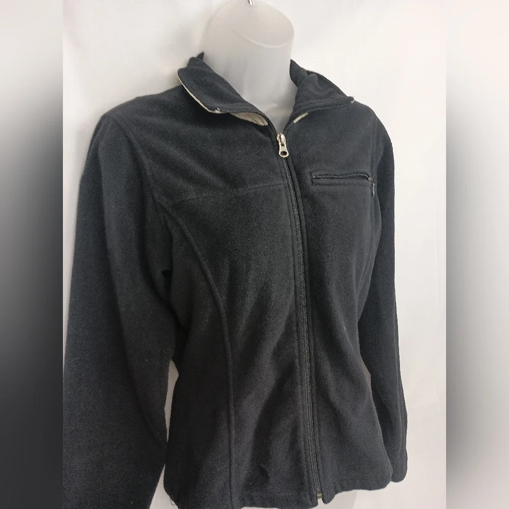 NORTH FACE Black Fleece Winter Jacket with Cream‎ Collar (#1,544)(C)